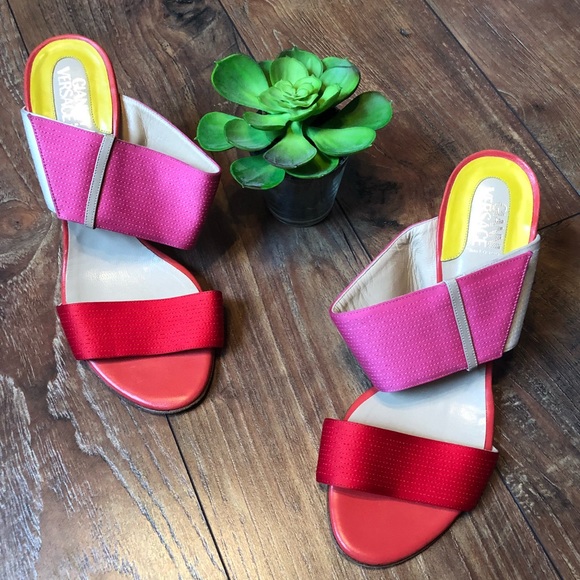 versace color block heels